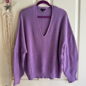 Express Lilac Purple V-Neck Women's Dolman Sleeve Sweater Size XL
